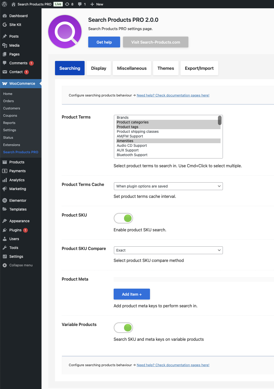 Search Products PRO Searching