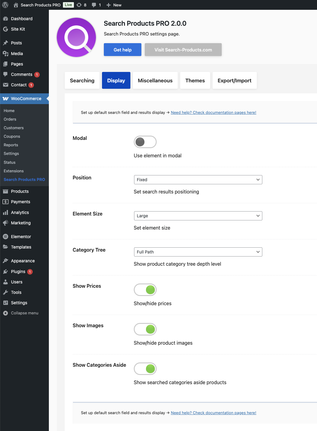 Search Products PRO Display