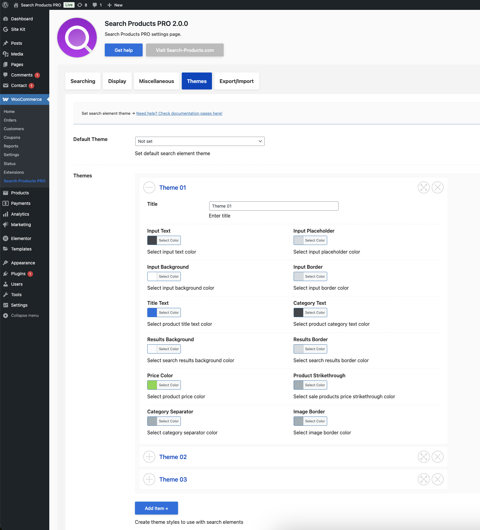 Search Products PRO Themes
